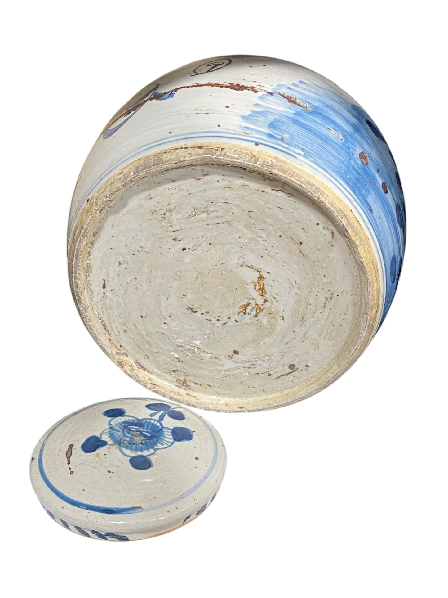 #7293 Chinoiserie Blue & White Porcelain Ginger Jar 9" H