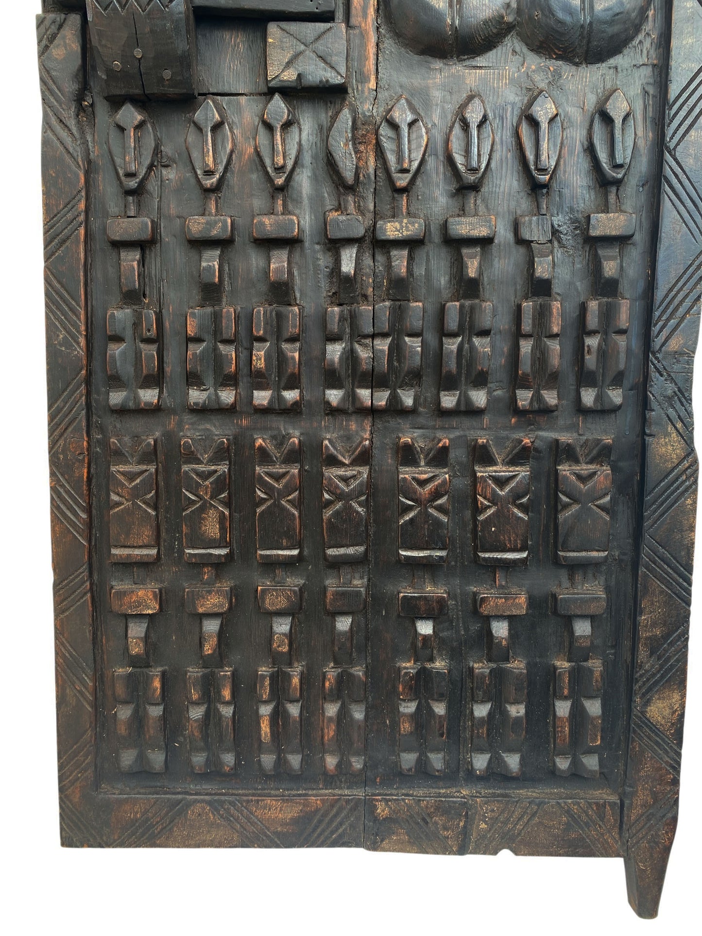 #6832 Vintage Granary Dogon Door w/Nomoo Ancestors  Mali African 42.5" H
