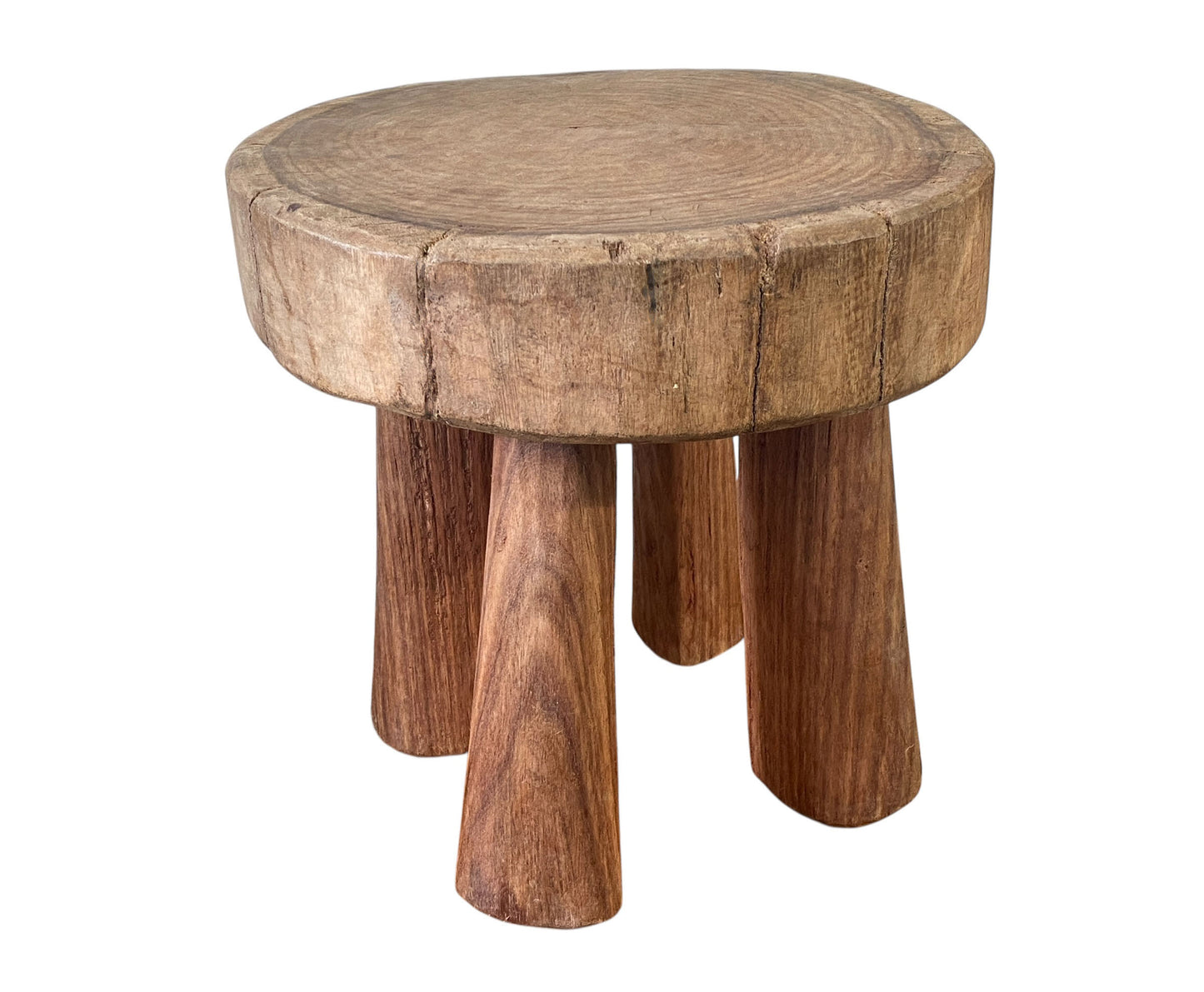 #7278 African Vintage Carved Wood Milk Stool Hehe Gogo People Tanzania 10.5" H