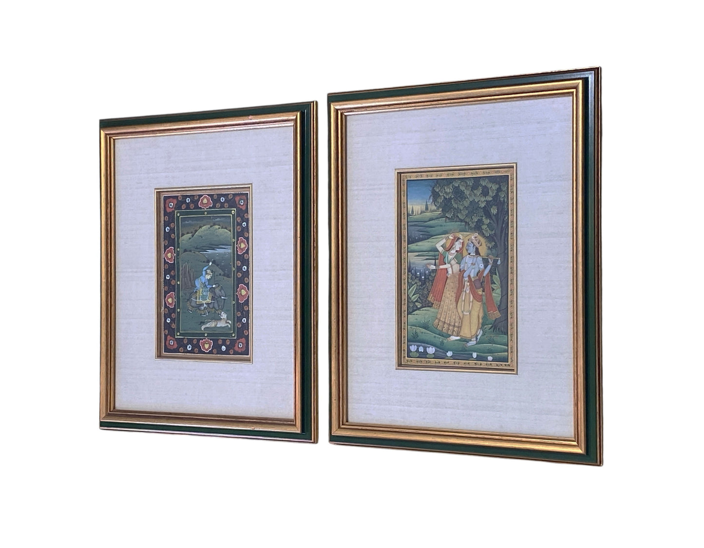 #78 Set of two framed  Indian Miniature Painting  India