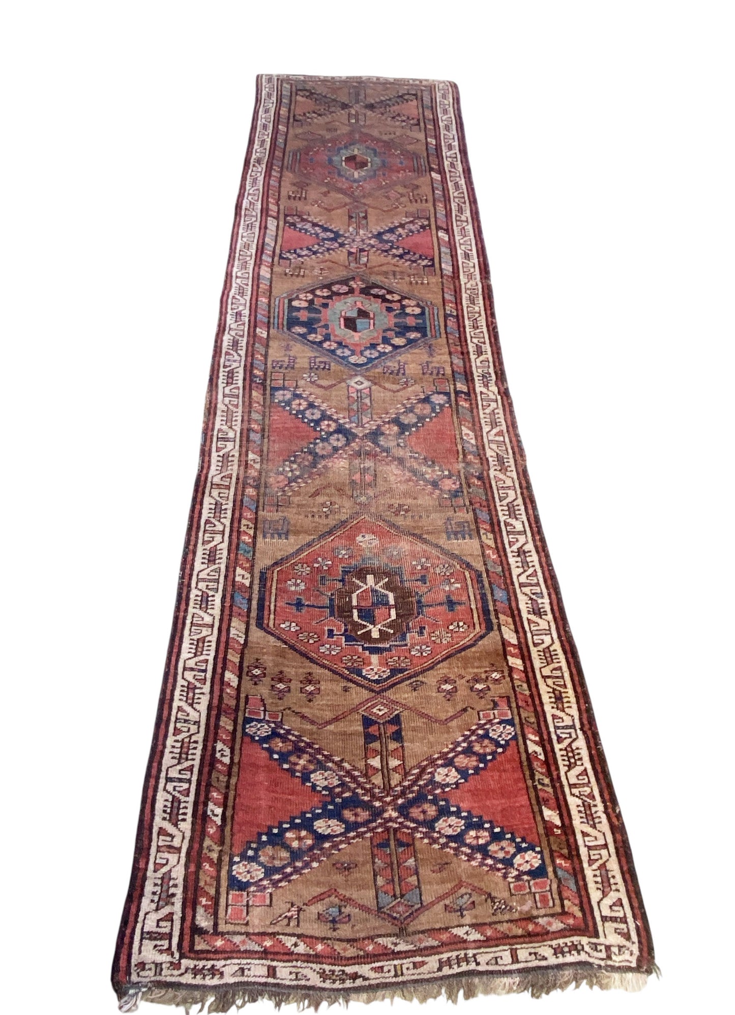 #520 Vintage Tribal  Kurdish Runner Rug | 3'x 11 ft |