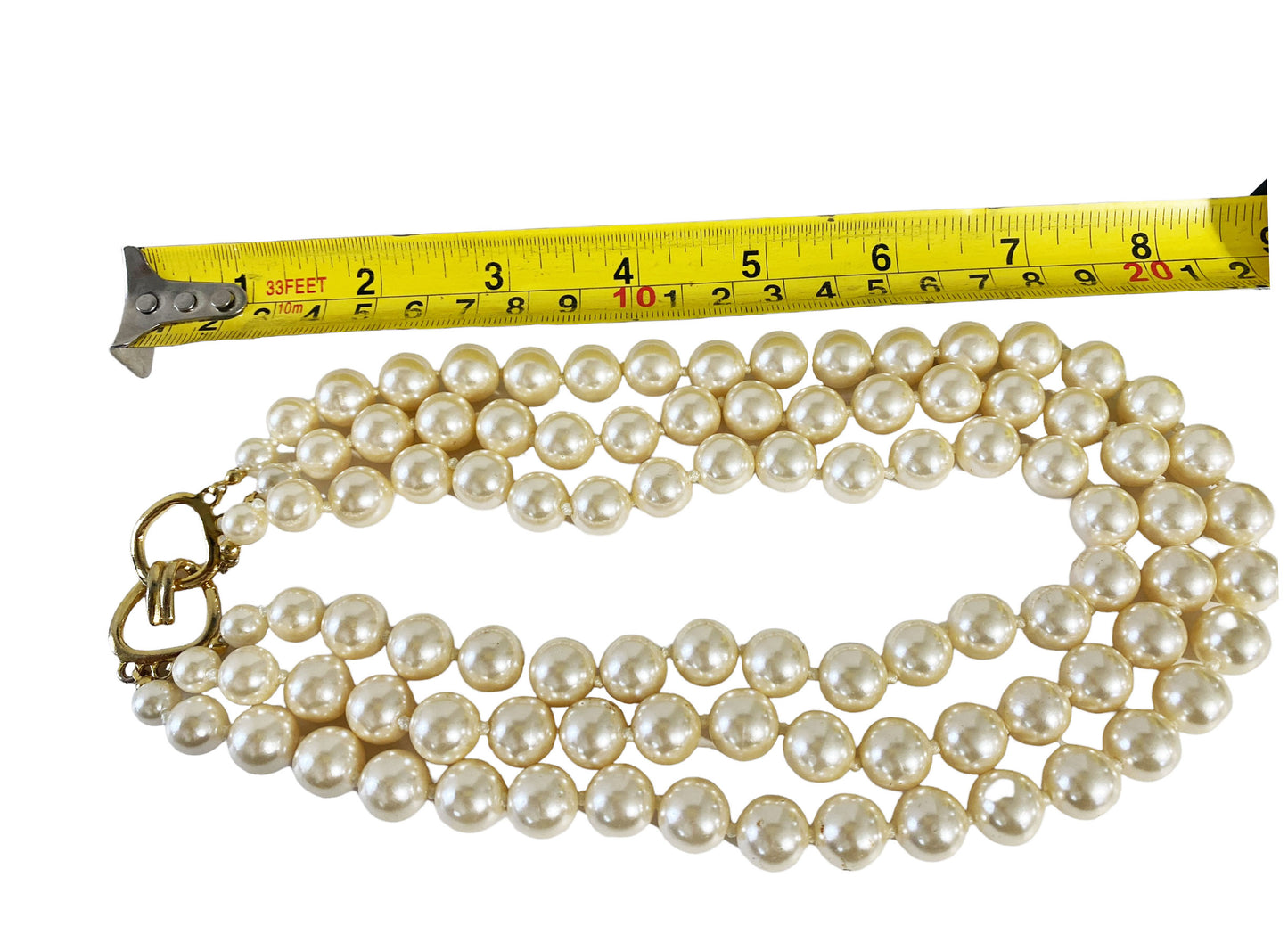 #5924 Vintage Czech Faux Large Pearl Necklace 16"