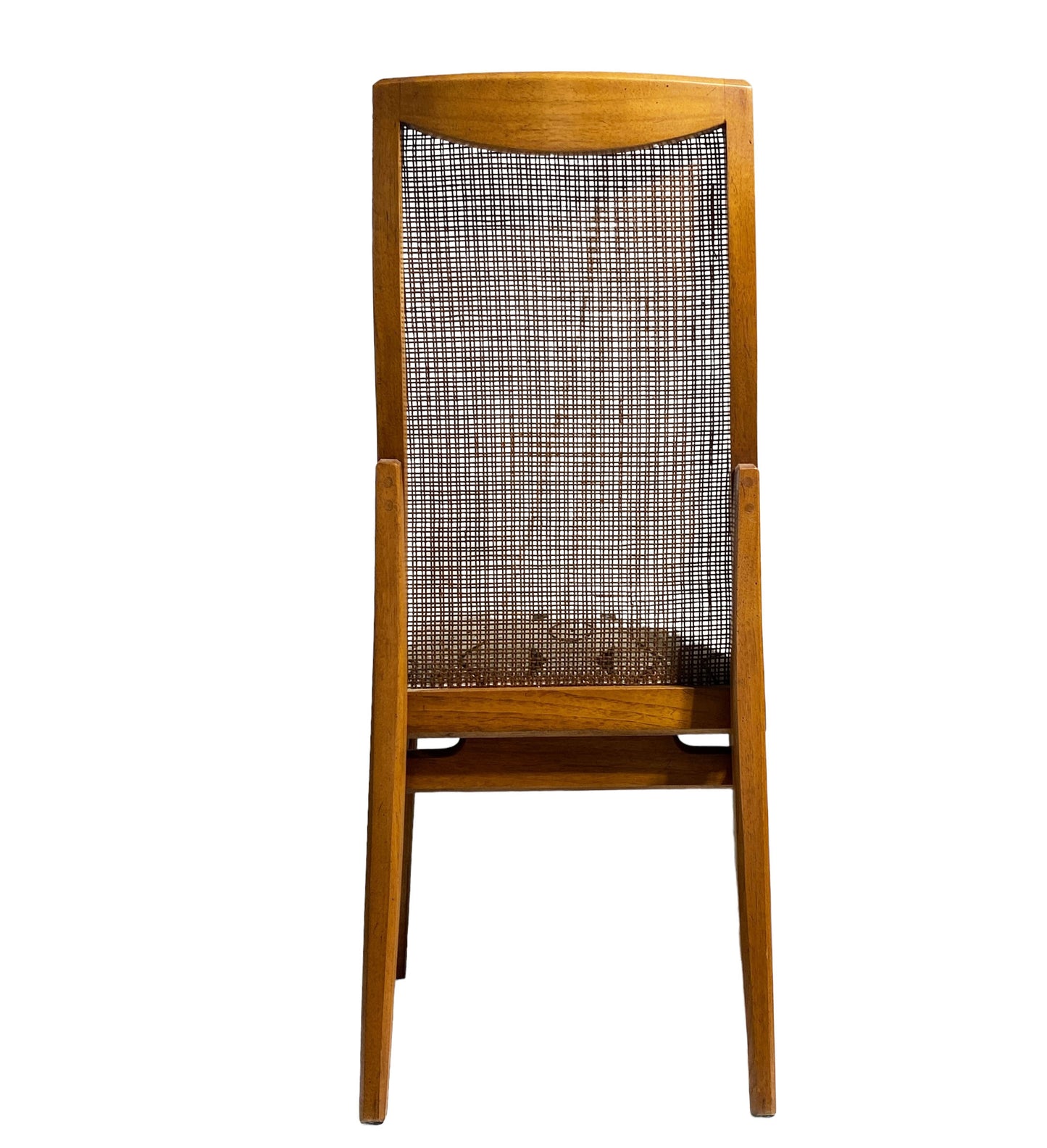 #3581 Mid-Century Rattan Back Chair With Mud Cloth