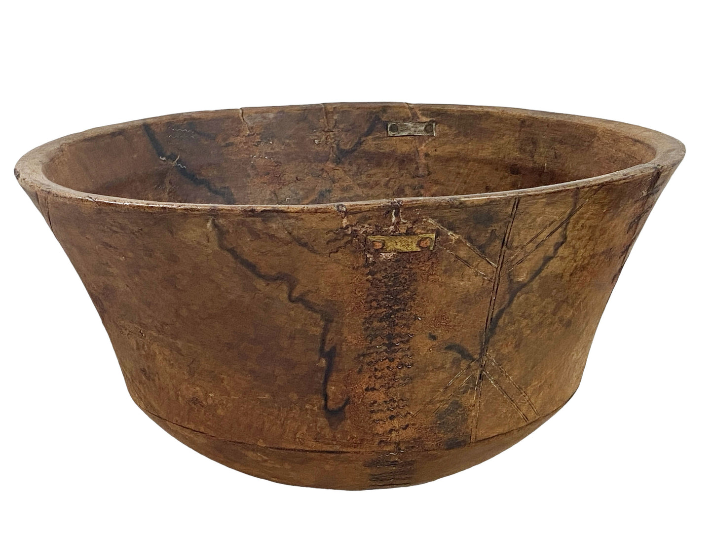 #6142 Large African Hausa  Wooden Bowl From Niger 14" Diameter