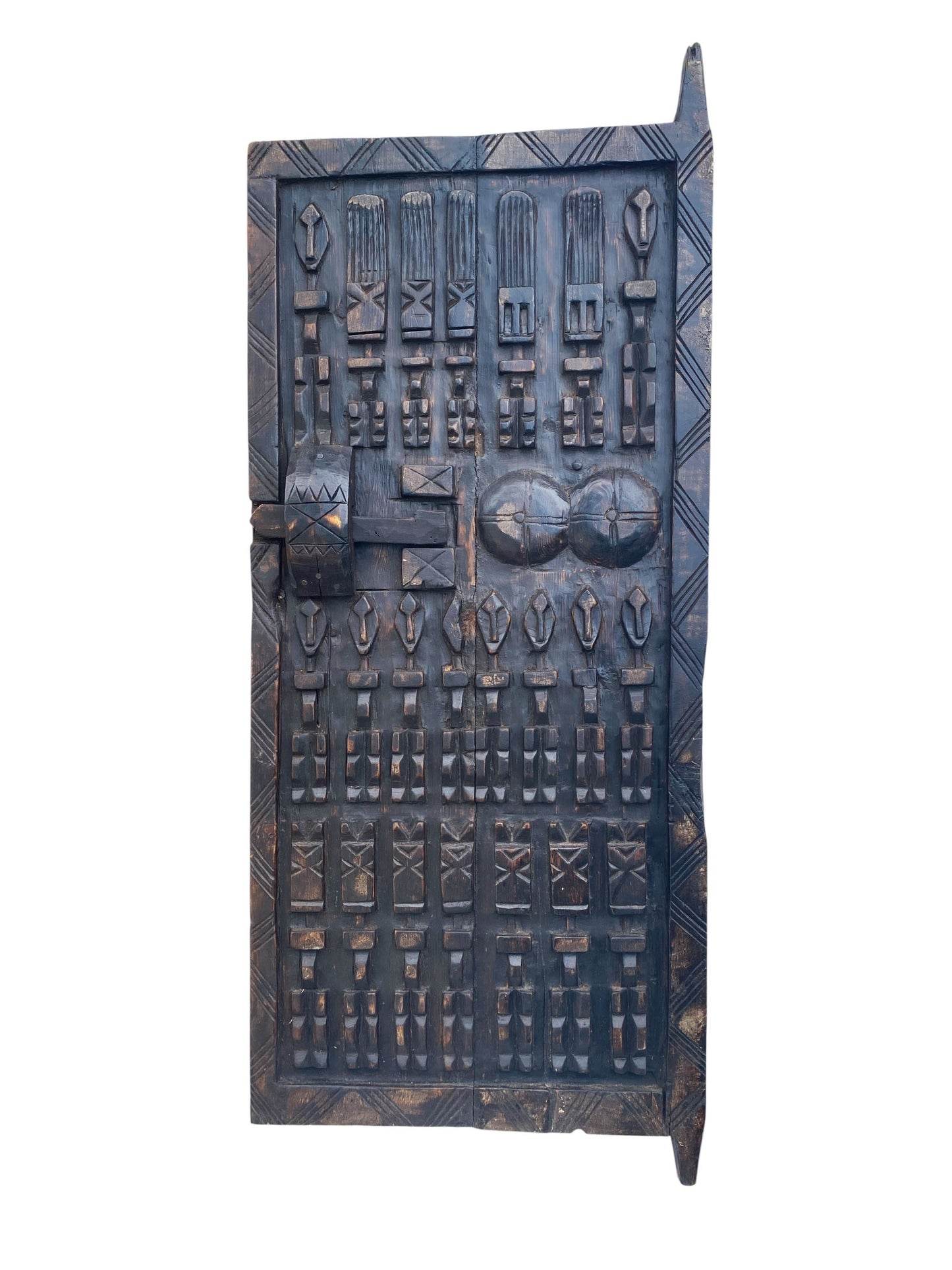 #6832 Vintage Granary Dogon Door w/Nomoo Ancestors  Mali African 42.5" H
