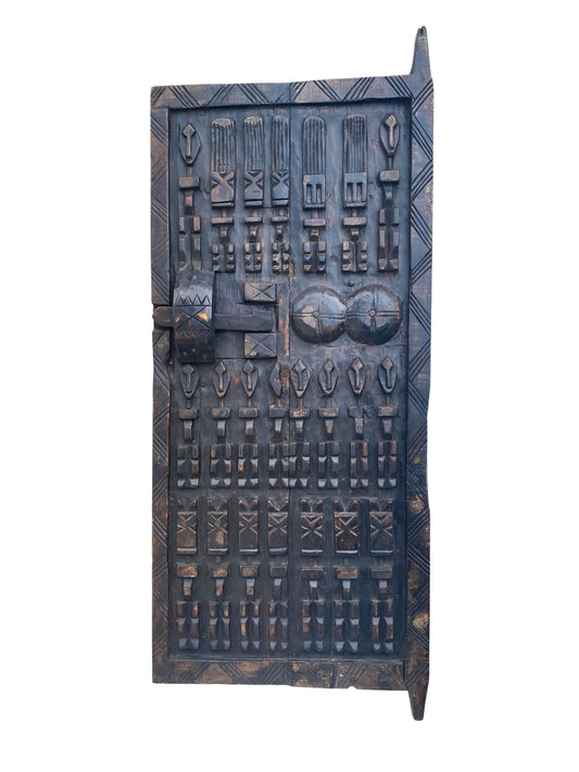 #6832 Vintage Granary Dogon Door w/Nomoo Ancestors  Mali African 42.5" H