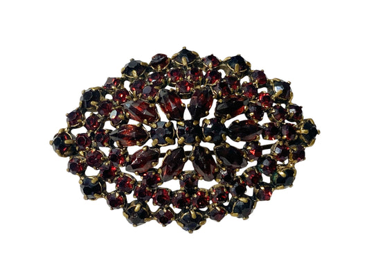 #16 Vintage  Glass Garnet Red  Pin Brooch