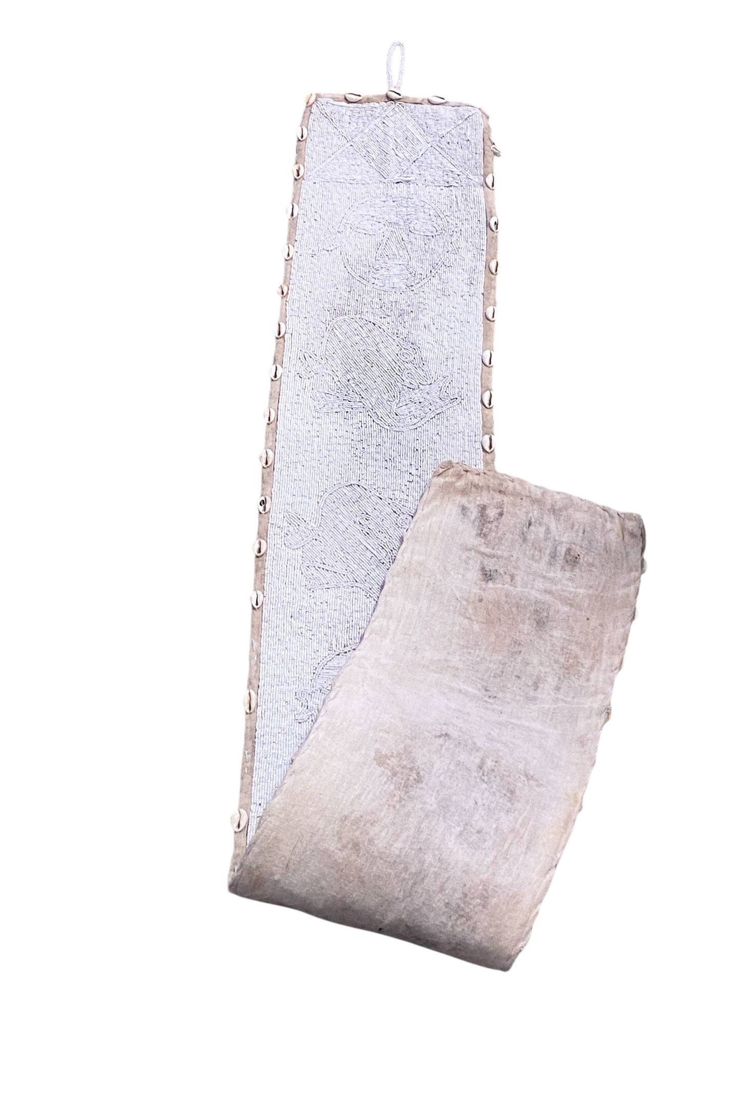 #5592 Vintage  African Yoruba Tribe Beaded King Belt Sash 65" H Wall Hanging