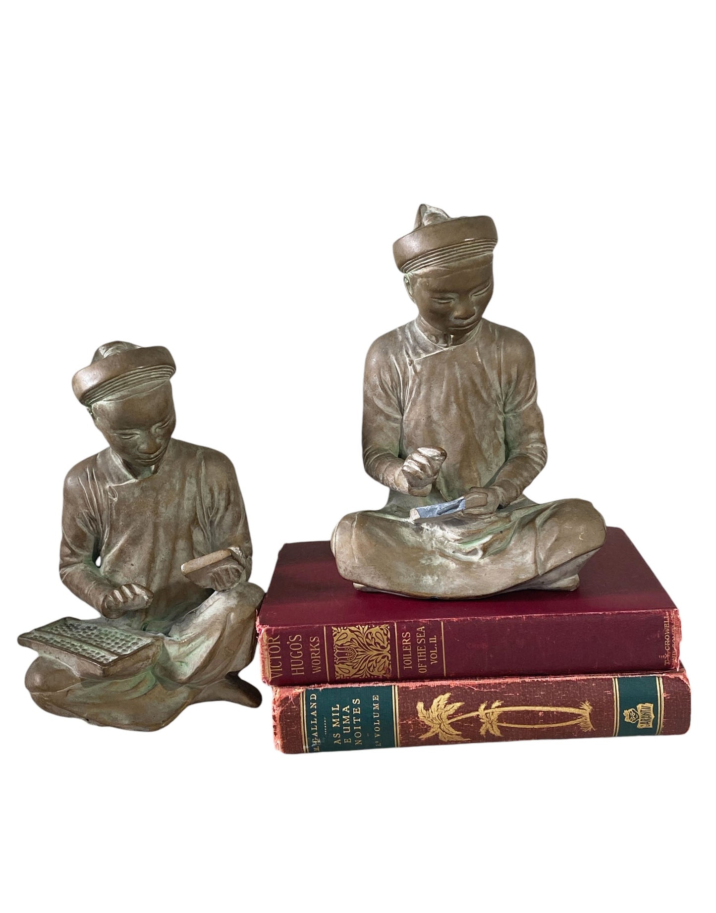 #6236 Chinoiserie Ceramic Set of two Figures Book End 8.25" H