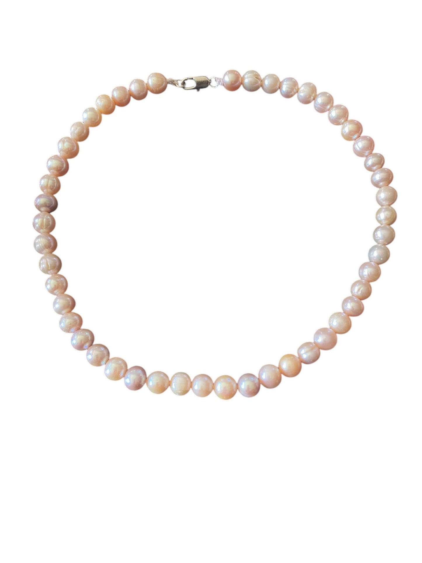 #6322 Genuine Pinkish /grayish  Pearl Necklace Cultured Freshwater 17" long