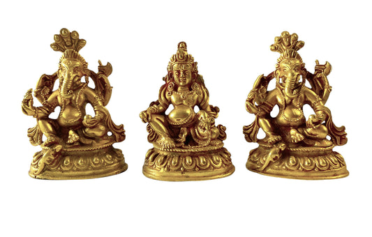#6824/35 Set of three vintage Nepalese deities Ganesh and  Jambhala 2.5" H