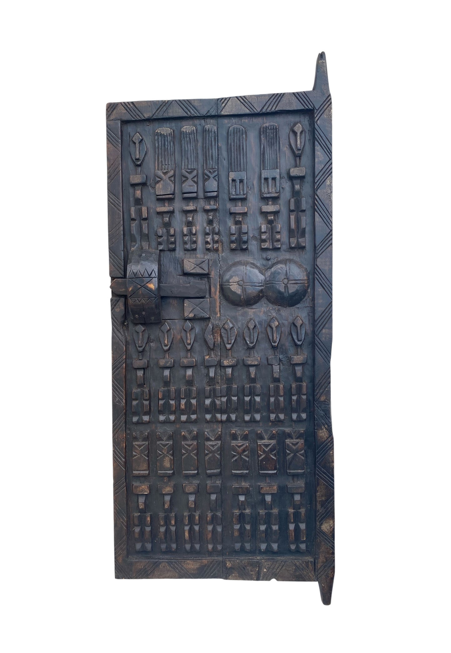 #6832 Vintage Granary Dogon Door w/Nomoo Ancestors  Mali African 42.5" H