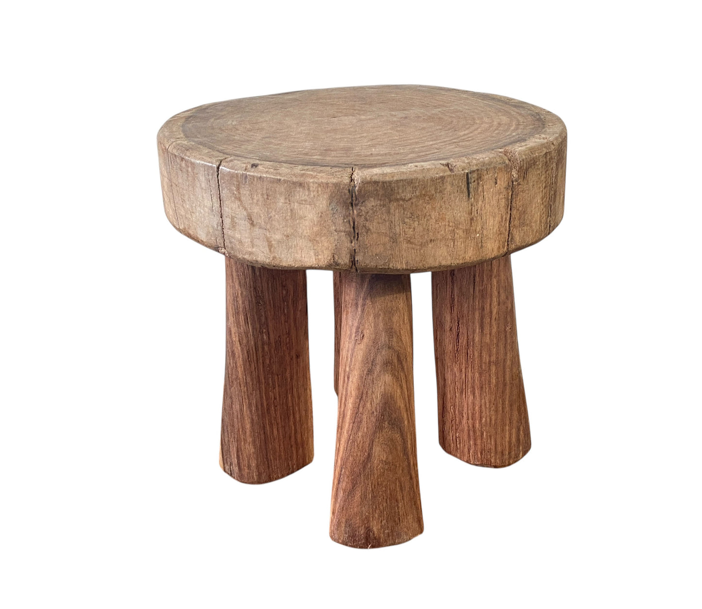 #7278 African Vintage Carved Wood Milk Stool Hehe Gogo People Tanzania 10.5" H