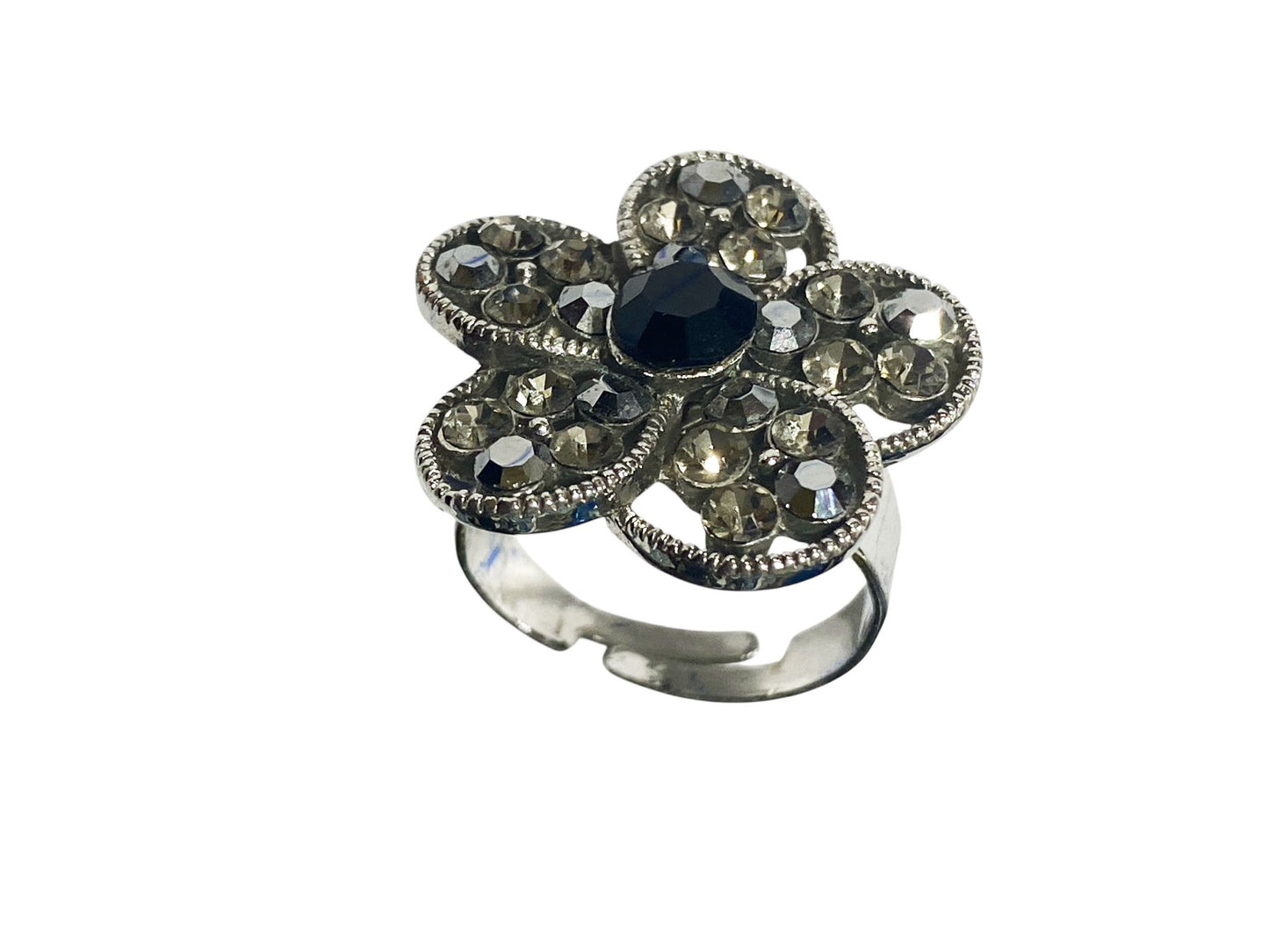 #87 Vintage Ring  W Unique Flower Shape Size 7 Resizable