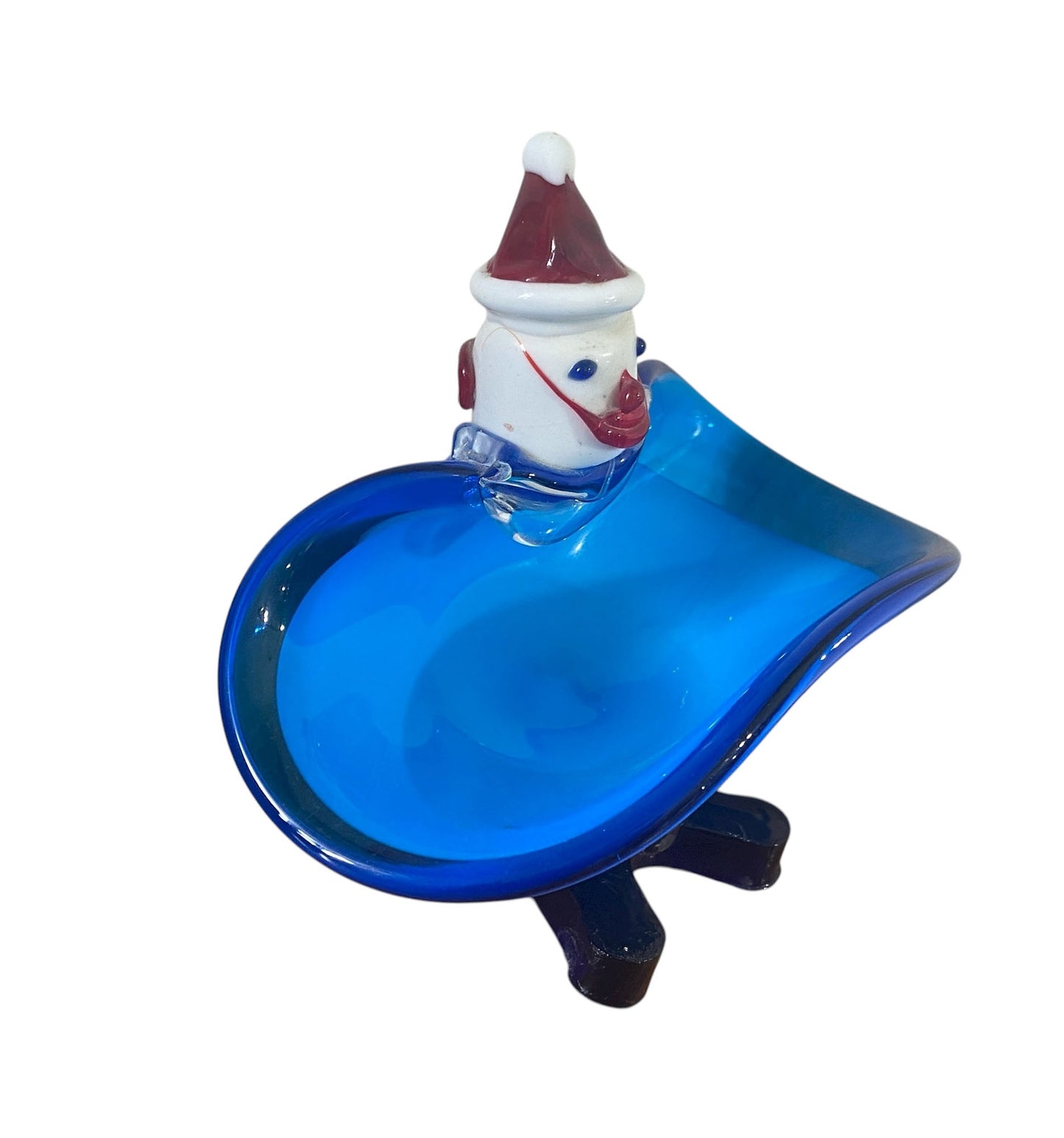 #651 Vintage MCM Murano  Santa Claus Art Glass Candy Dish