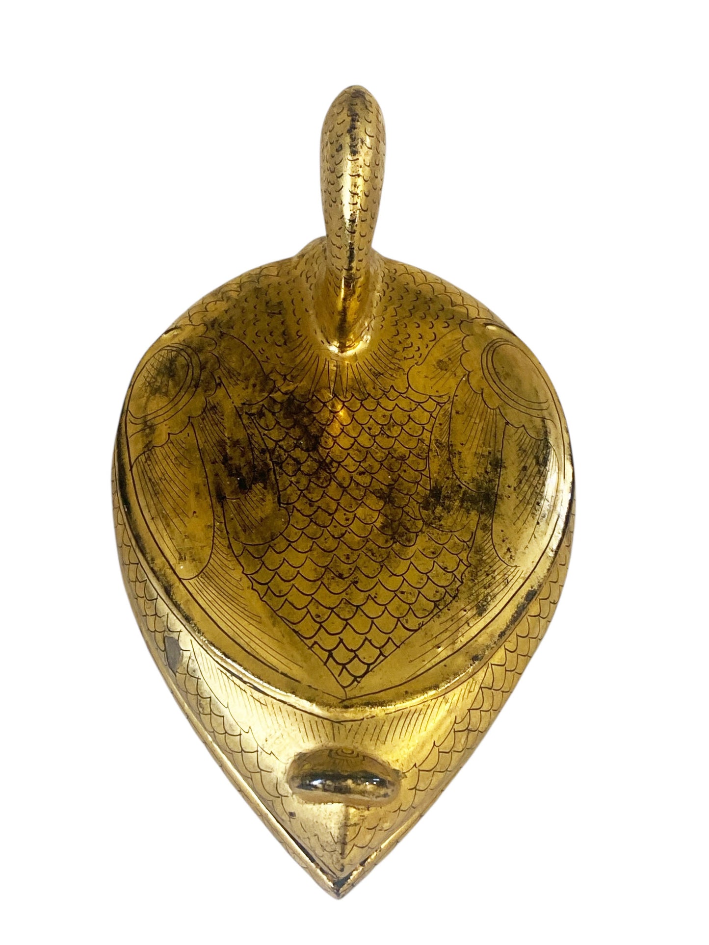 #675 Vintage Burmese Gold Painted Wood Lacquered Duck Trinket Box