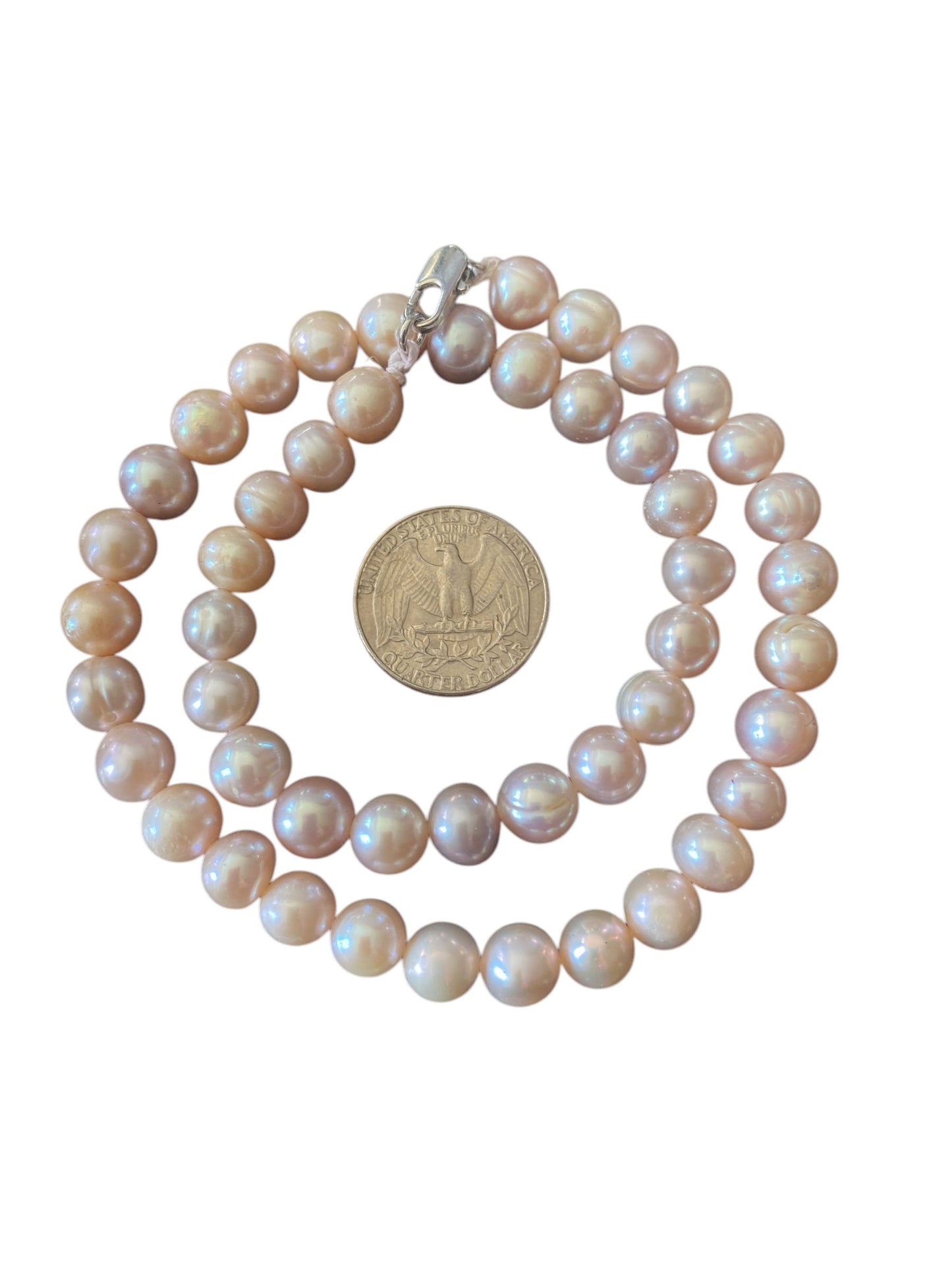 #6322 Genuine Pinkish /grayish  Pearl Necklace Cultured Freshwater 17" long