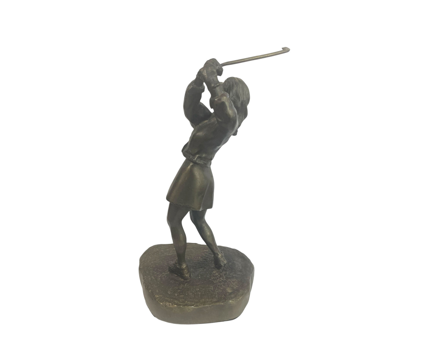 #90 Vtg Bronze Sculpture 9" Female Golfer on Base