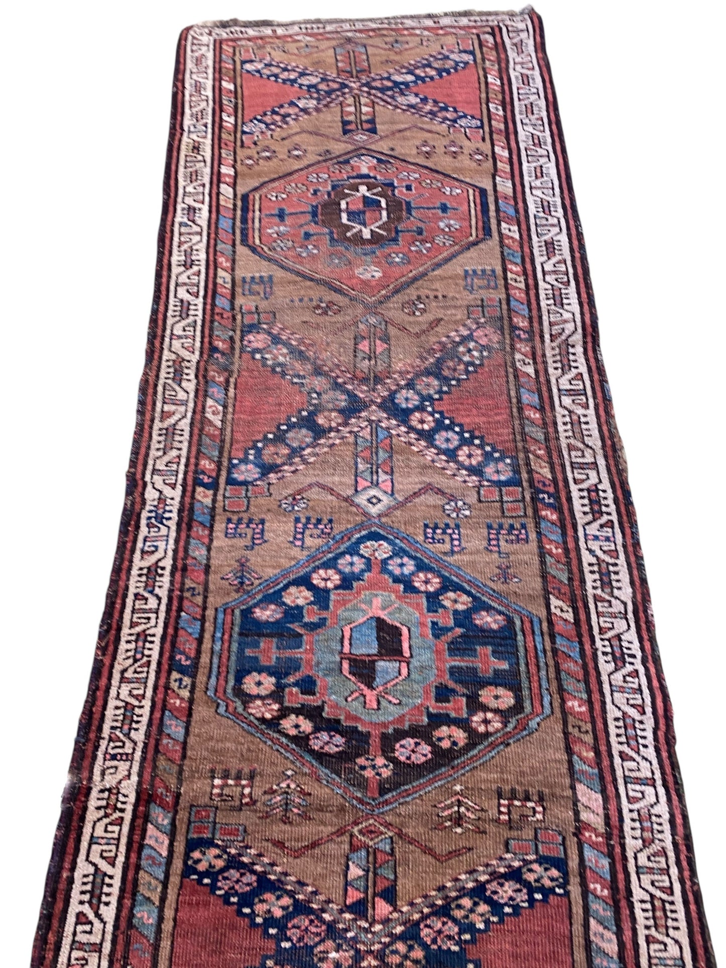 #520 Vintage Tribal  Kurdish Runner Rug | 3'x 11 ft |