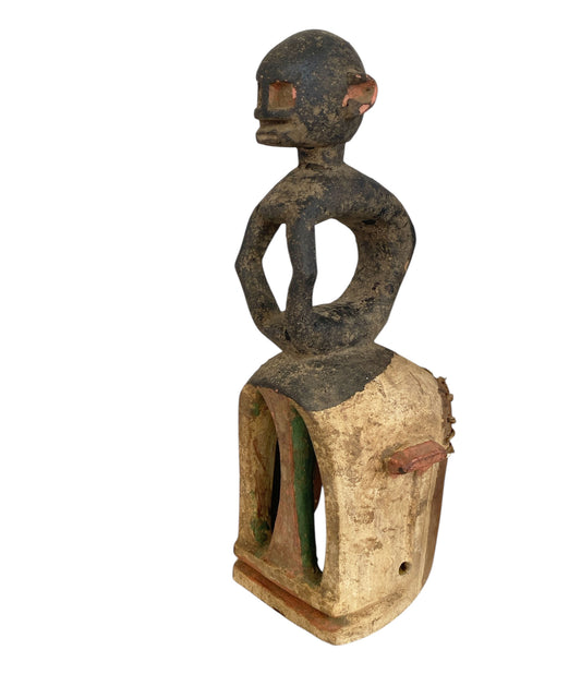 #1146 Vintage Dogon Tribe Carved Wooden Monkey  Mask 19.5" H