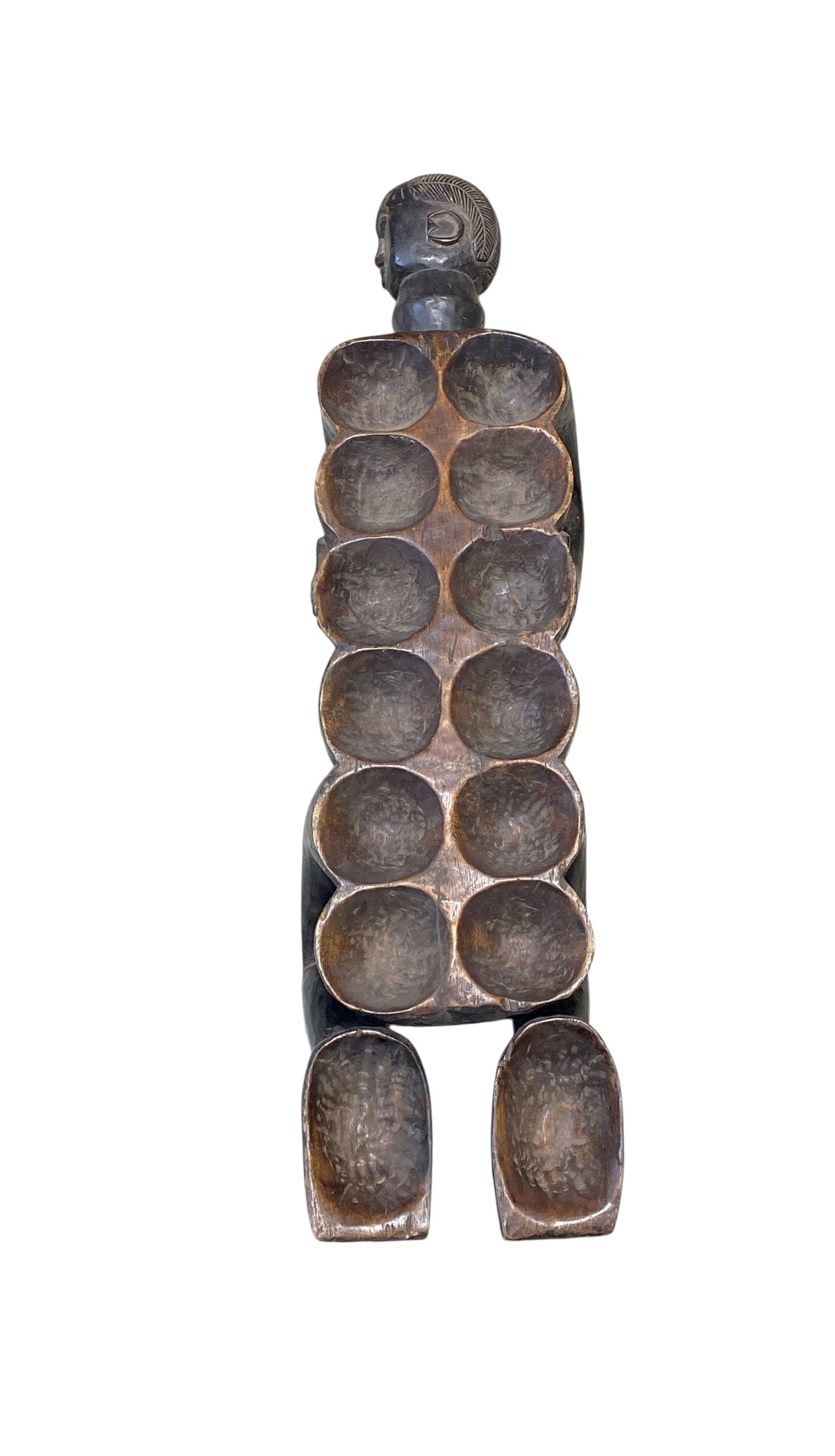 #8410 Vintage  Large African Akan Awari Mancala Game Board 33.5" w