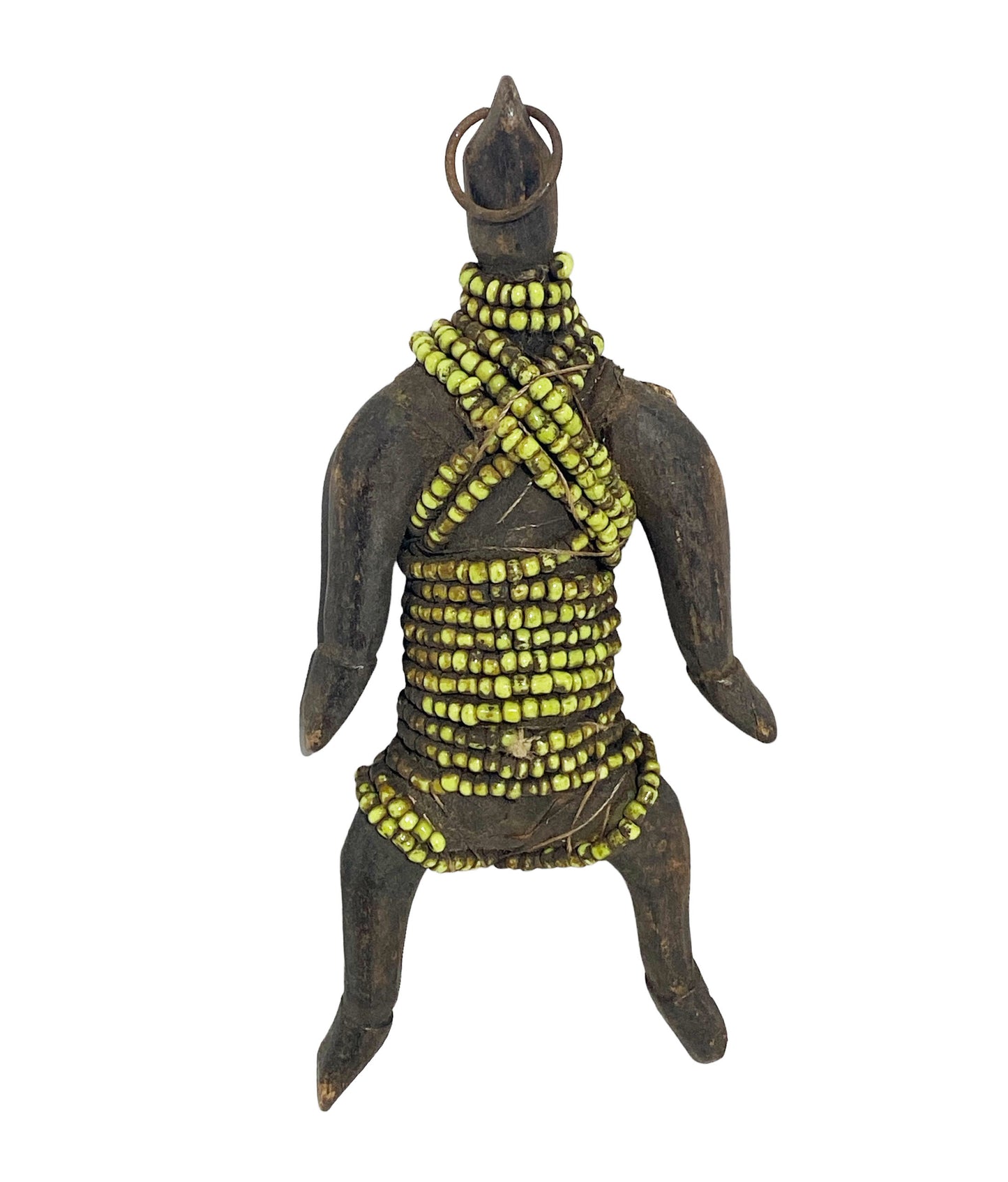 #7167  African Fali Fertility Beaded Doll Phallic Cameroon 8.5" H
