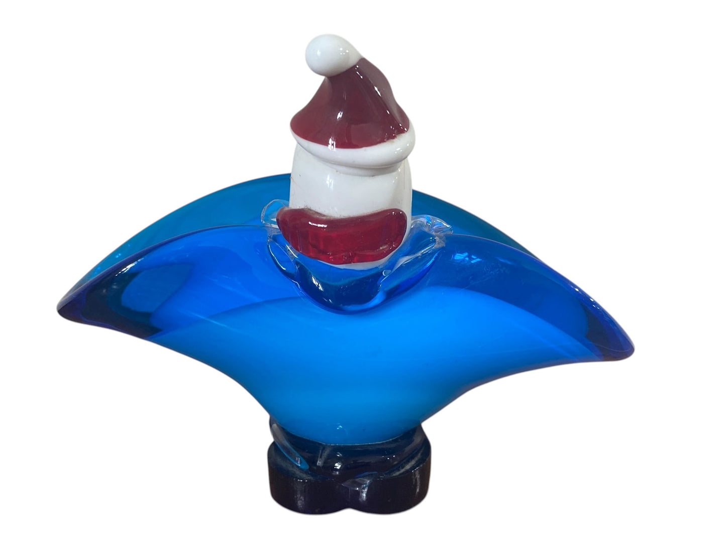 #651 Vintage MCM Murano  Santa Claus Art Glass Candy Dish