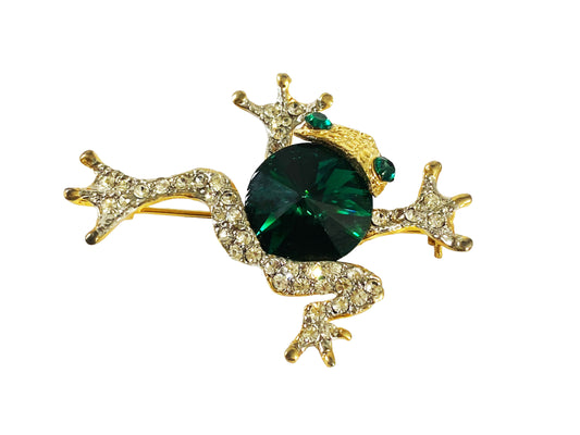 #5935 Vintage Gold Toned  Frog  Brooch Pin  1.5" H