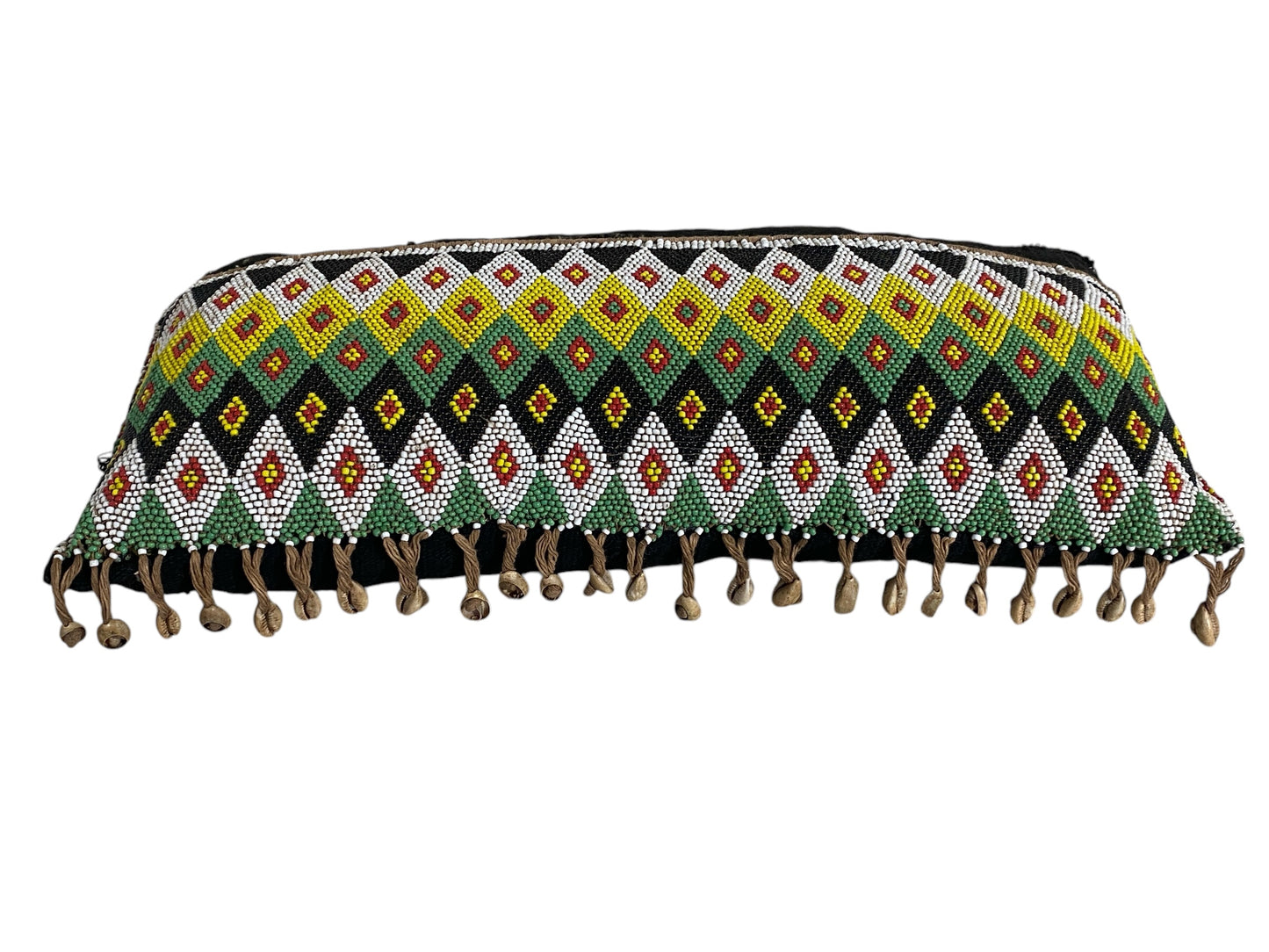 #382 Tribal African Kirdi Beaded Pikuran Lumbar Pillow 18.5" W Cameroon .