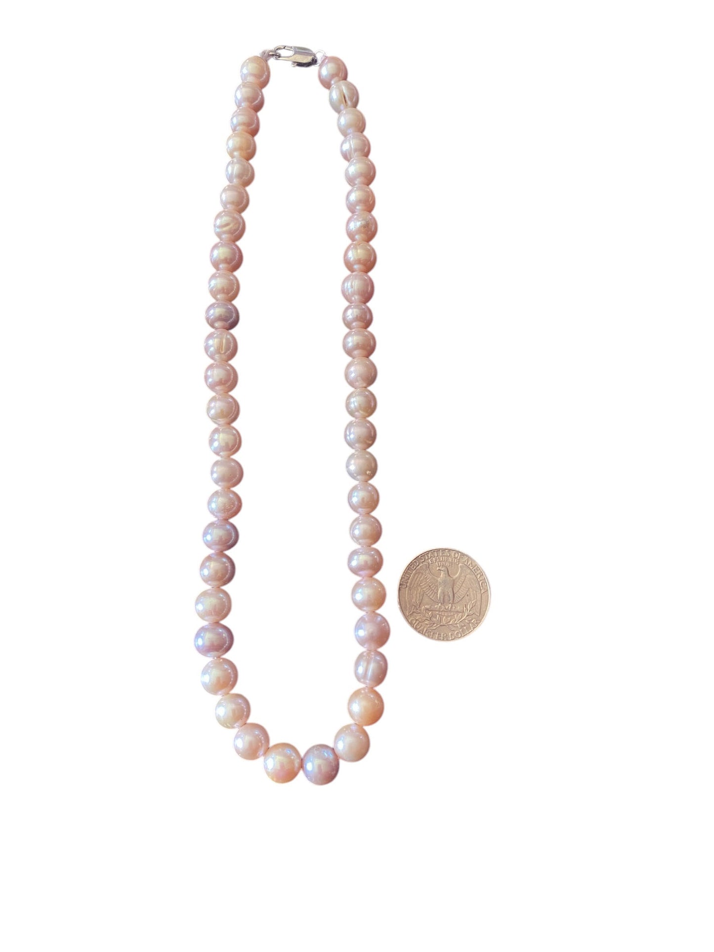 #6322 Genuine Pinkish /grayish  Pearl Necklace Cultured Freshwater 17" long