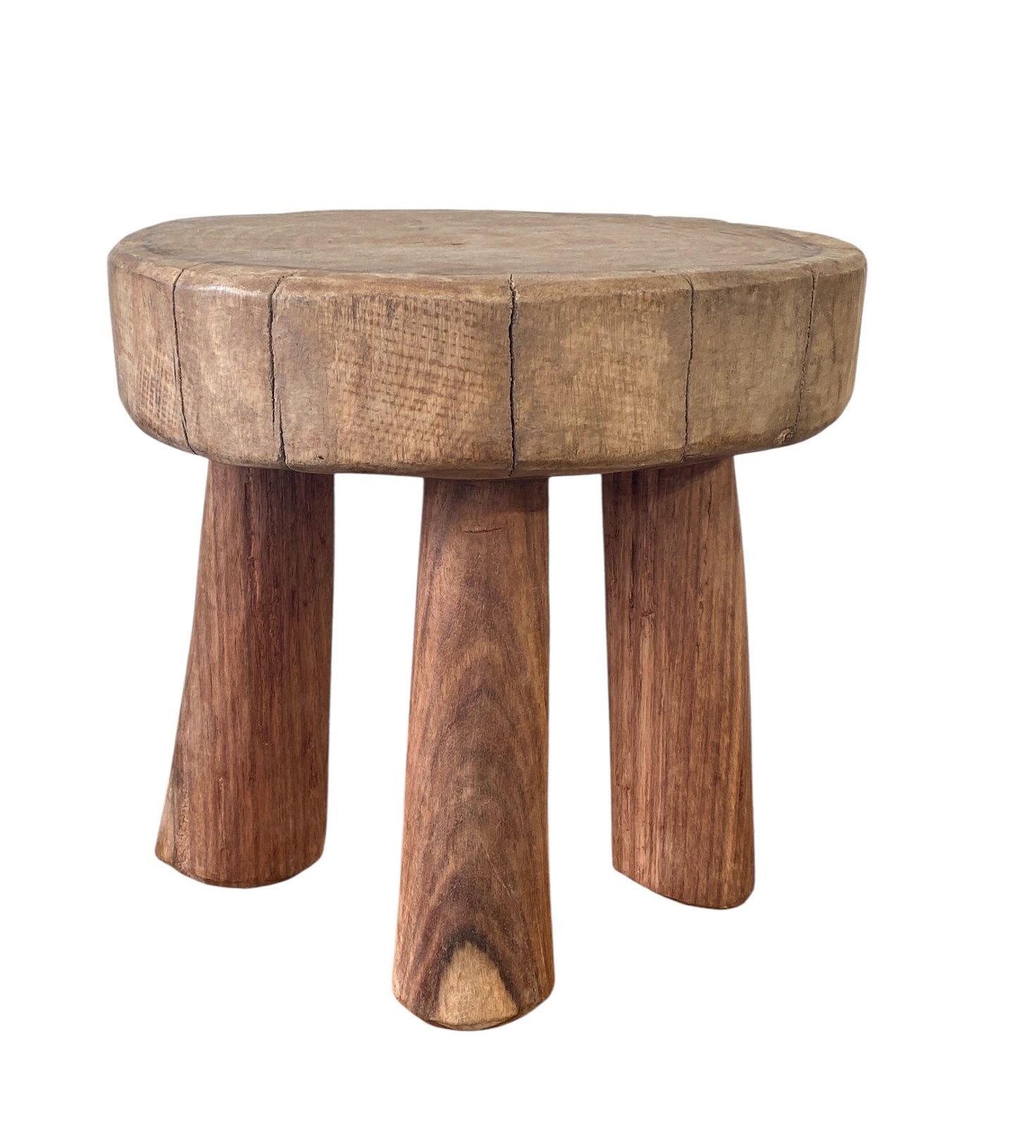 #7278 African Vintage Carved Wood Milk Stool Hehe Gogo People Tanzania 10.5" H