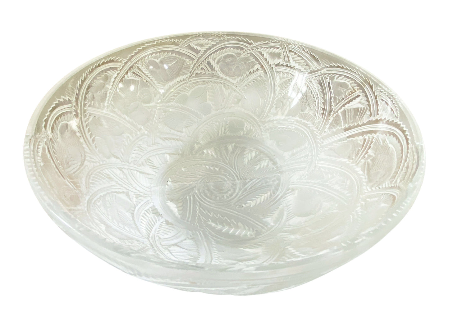 #465/30 Vintage Rene Lalique  Glass Bowl Pinsons/Chaffinches Pattern