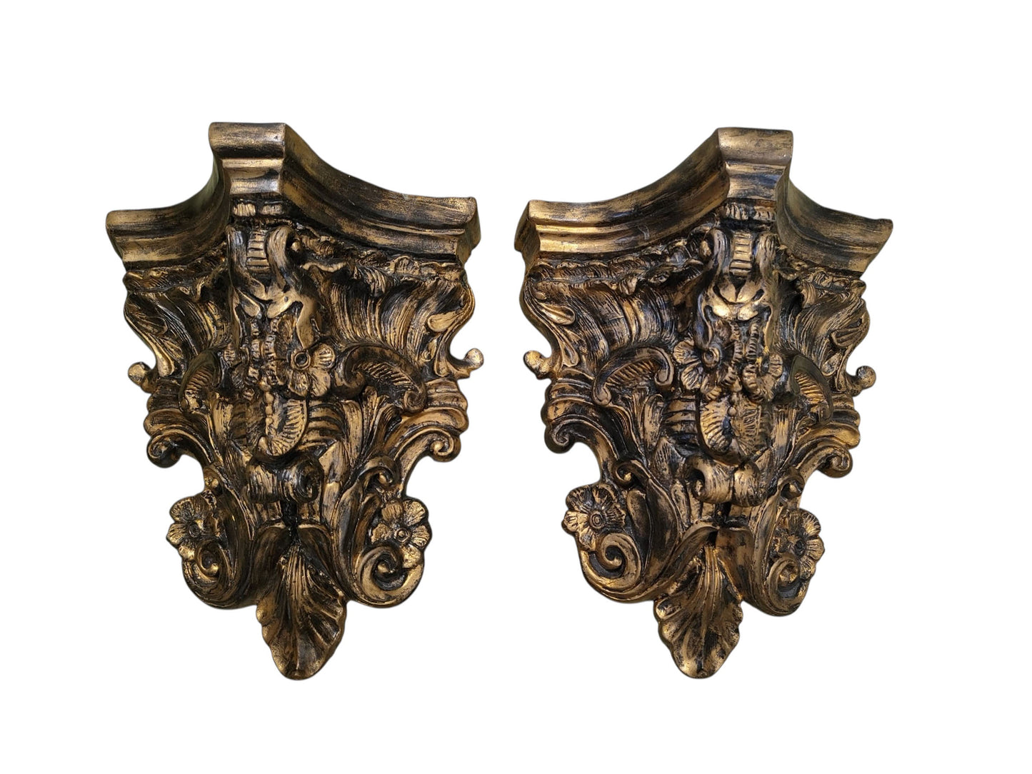 #34 Ornate Rococo Style Wall Sconces Pair 13.5" H