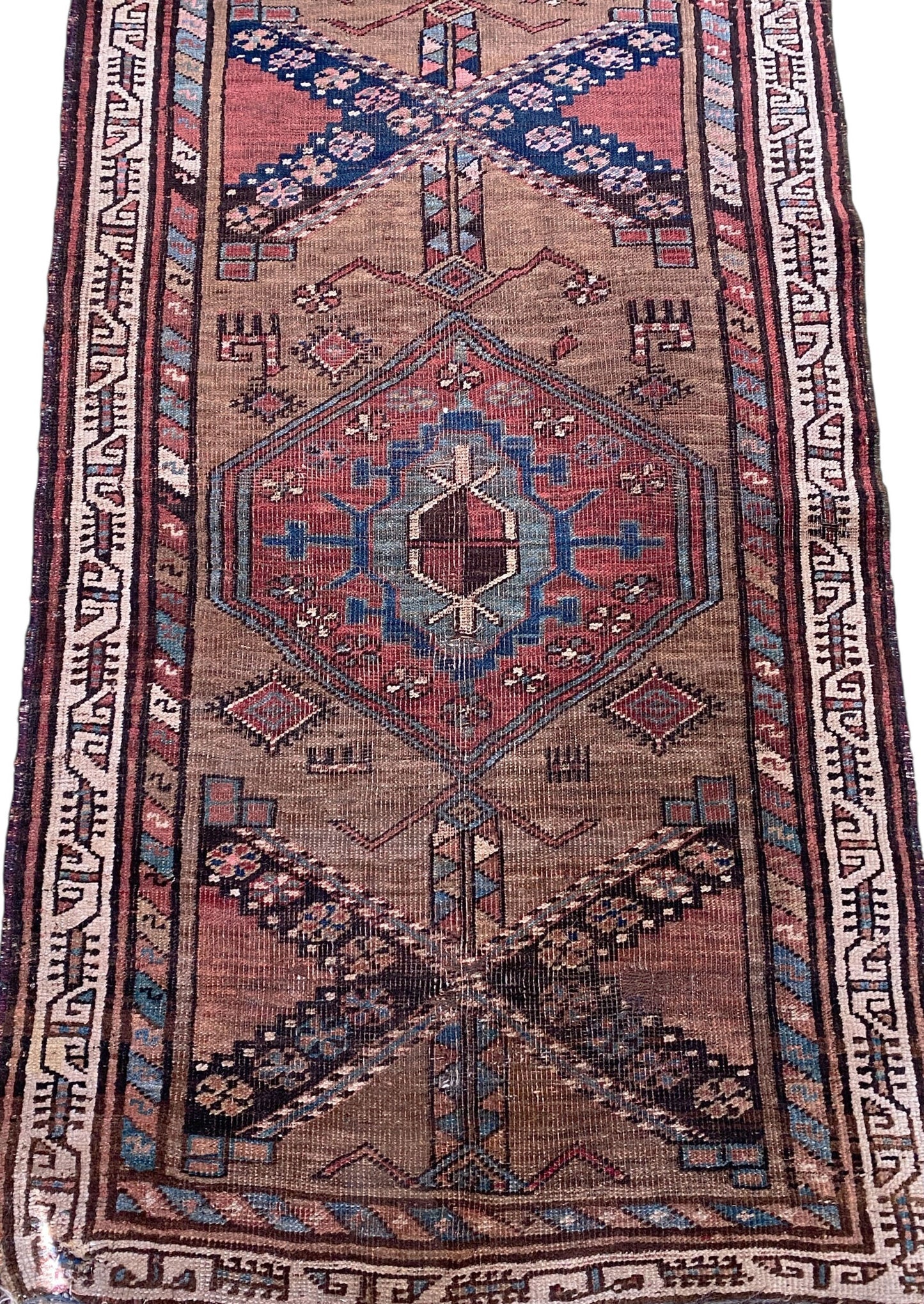 #520 Vintage Tribal  Kurdish Runner Rug | 3'x 11 ft |