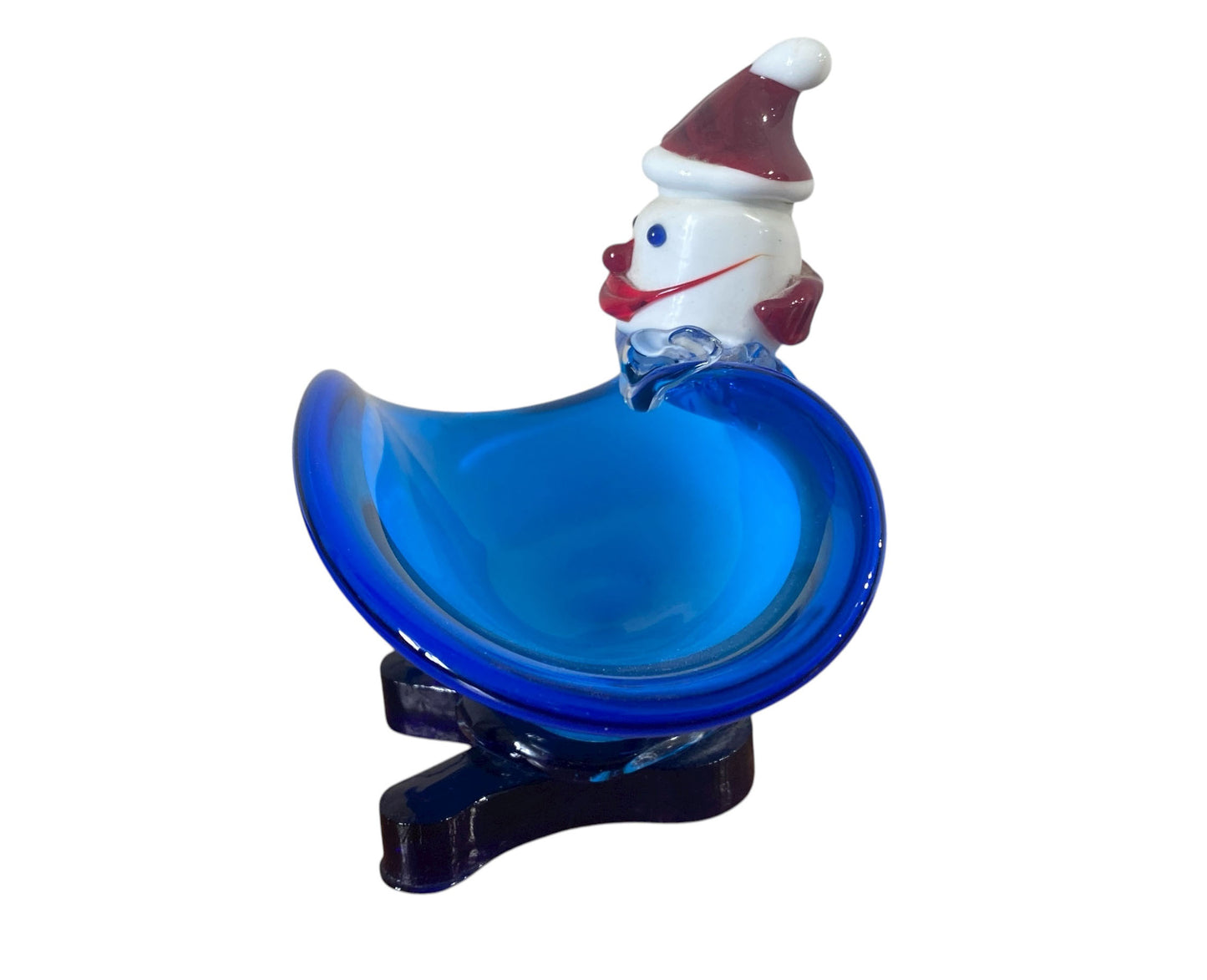 #651 Vintage MCM Murano  Santa Claus Art Glass Candy Dish