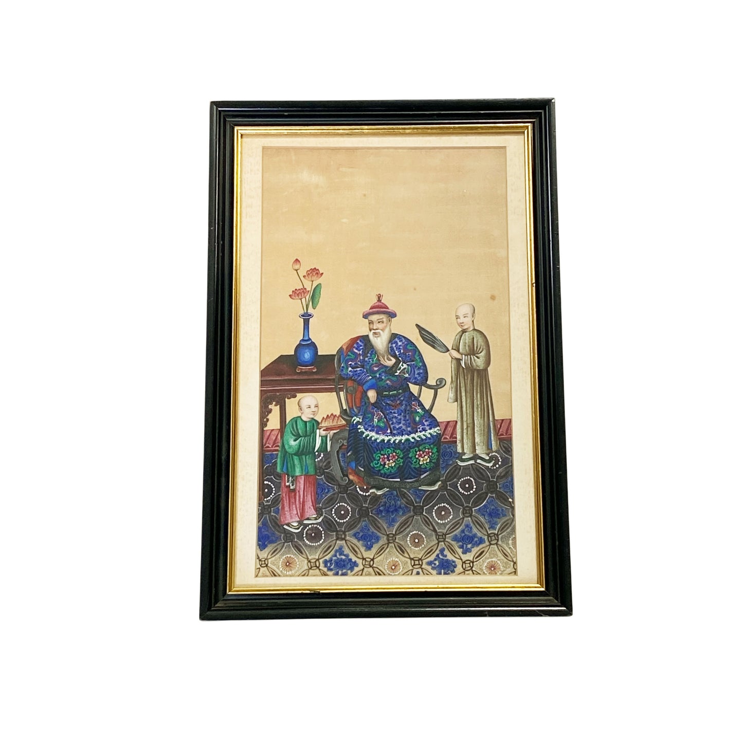 #6029 Early 19th Chinese Export Pith Painting   16.75" H Framed