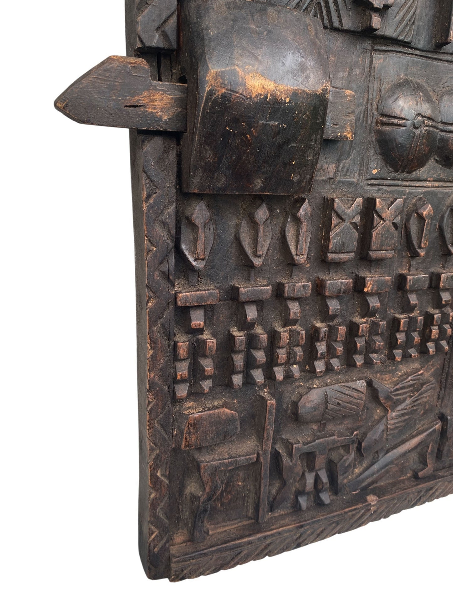 #6831 Vintage Granary Dogon Door w/Nomoo Ancestors  Mali African 25" H