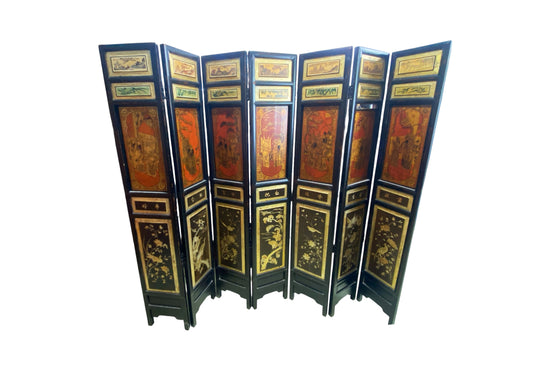 #7603/146 Early 20th Century Chinese 7 Panels Folding Screen, Room Divider