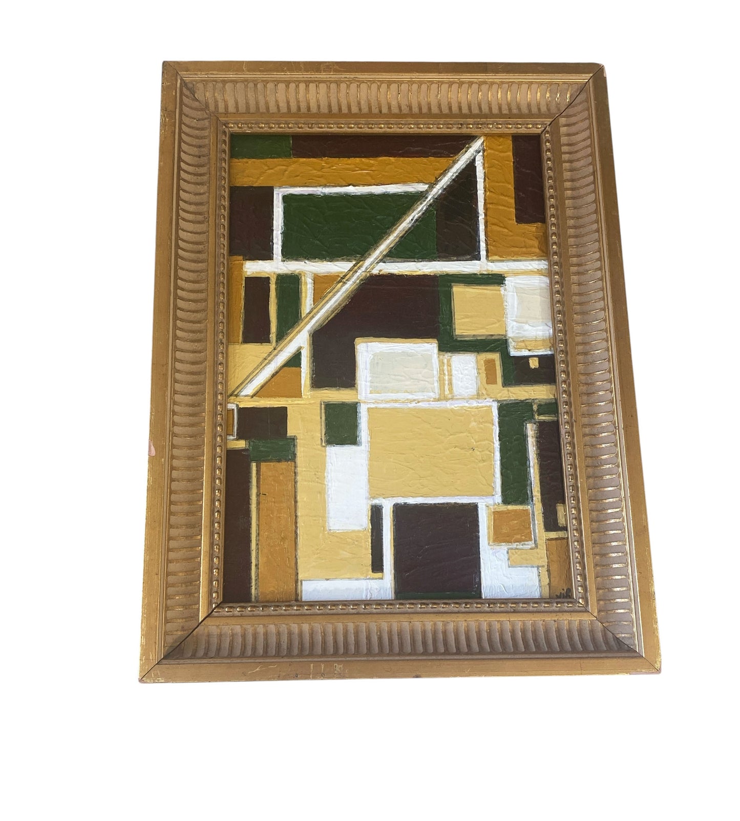 #80 Acrylic on  Wood  Abstract "Les Fenêtres" Yjr Framed
