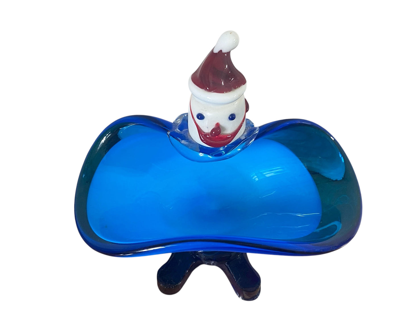 #651 Vintage MCM Murano  Santa Claus Art Glass Candy Dish