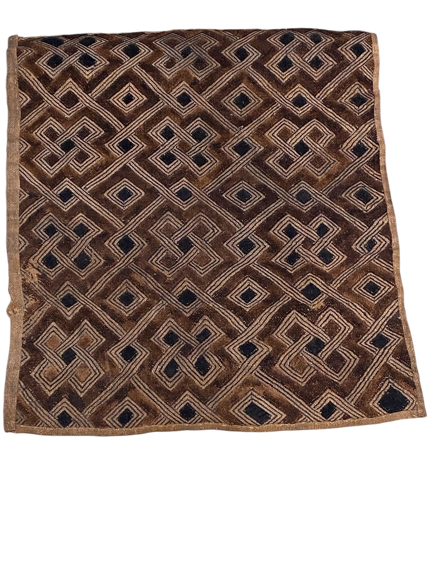 #6700 Vintage  African Kuba Kasai Velvet Raffia Textile Zaire 23" by 25"