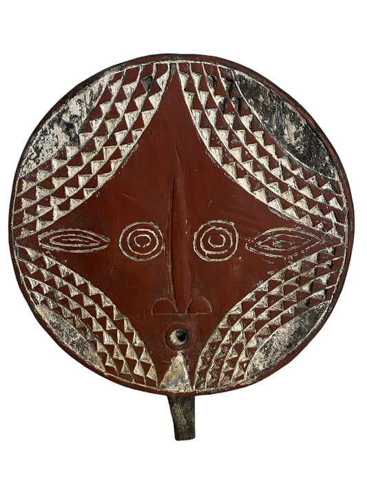 #6172 African Wooden Bwa Sun Mask  Burkina Faso 18" H