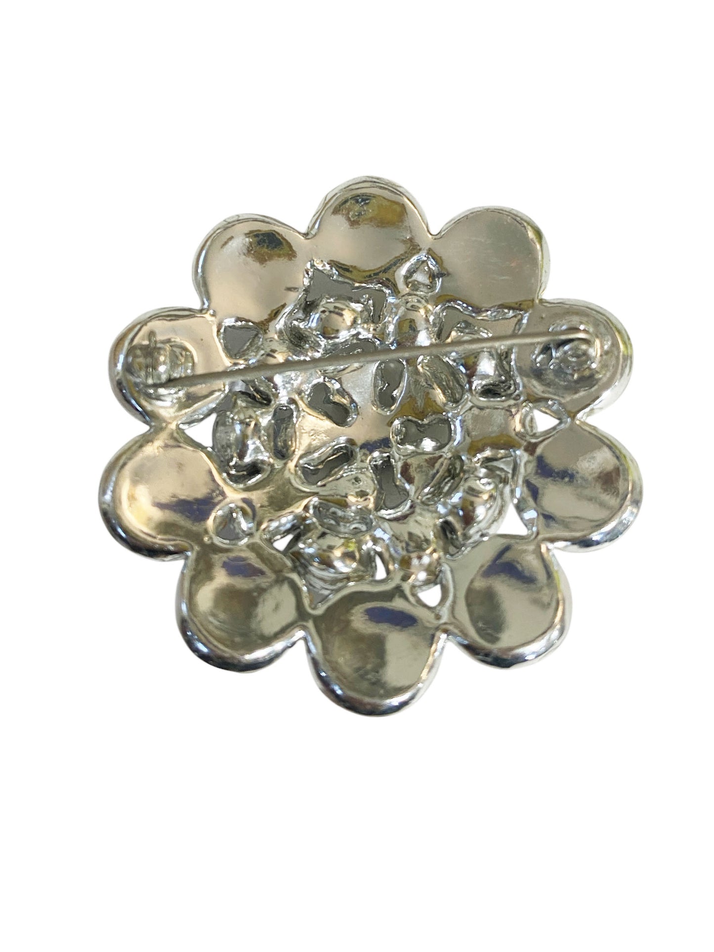 #6306 Vintage Silver Tone Diamanté Clear Rhinestone  Pin Brooch