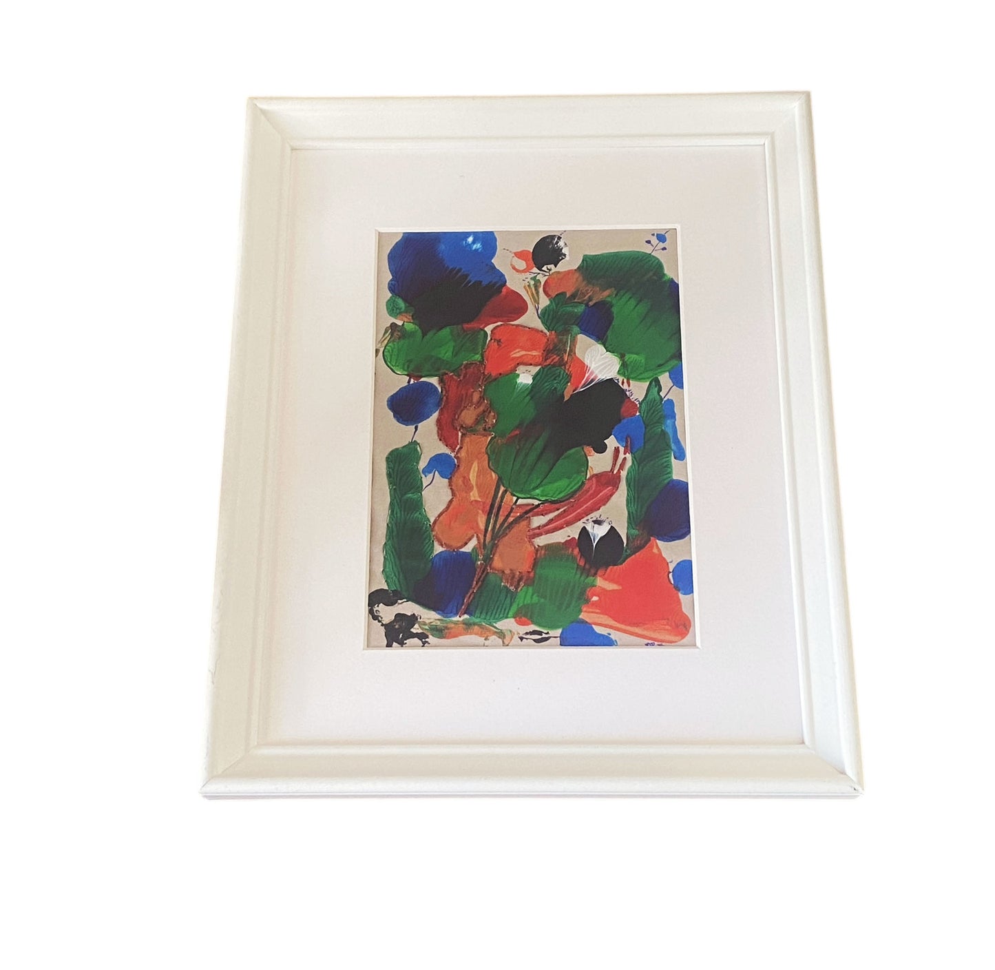 #6319  Acrylic and Embroidery  Abstract  on Paper Framed Fleurs de l'Automne By YJR