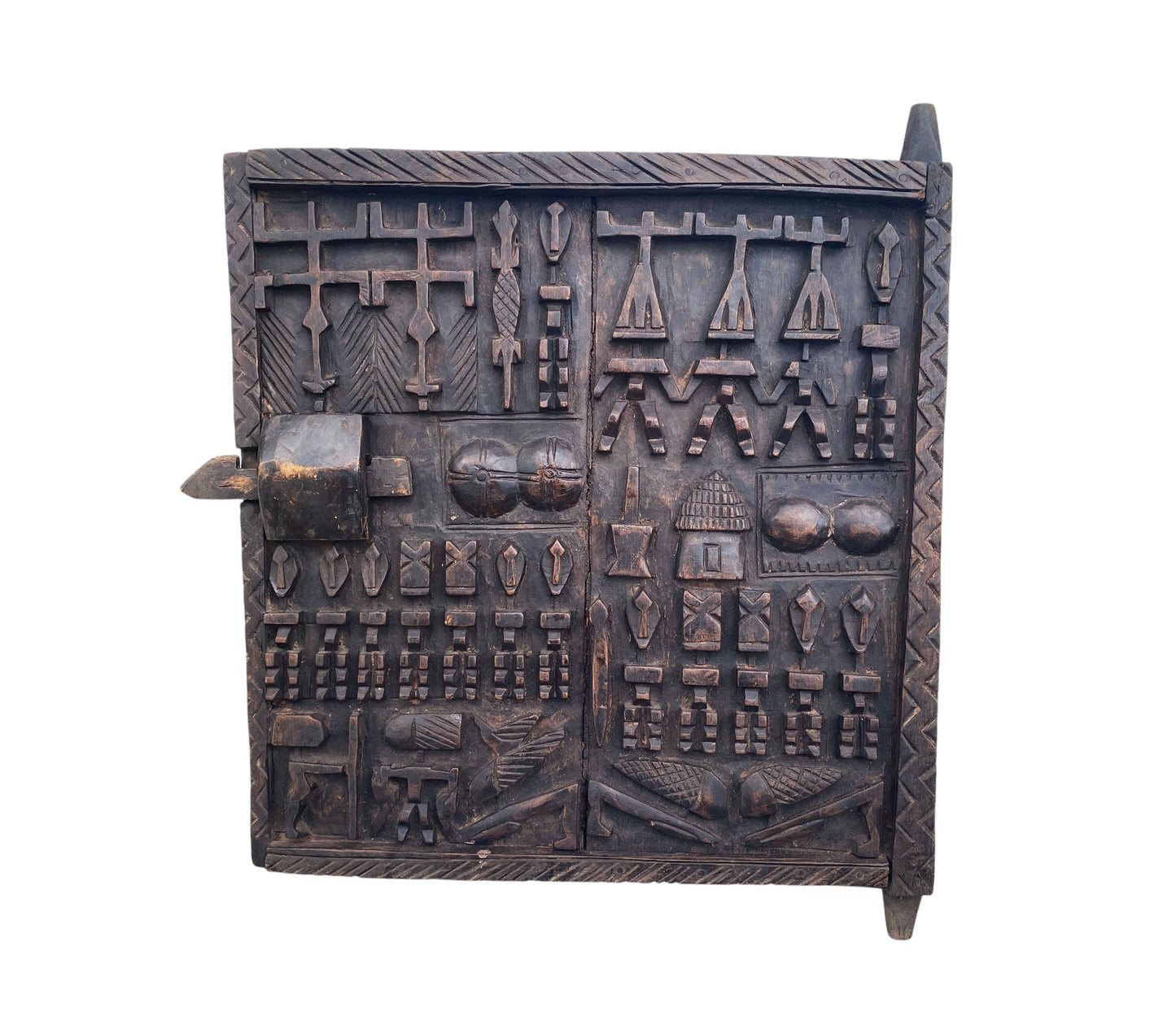 #6831 Vintage Granary Dogon Door w/Nomoo Ancestors  Mali African 25" H