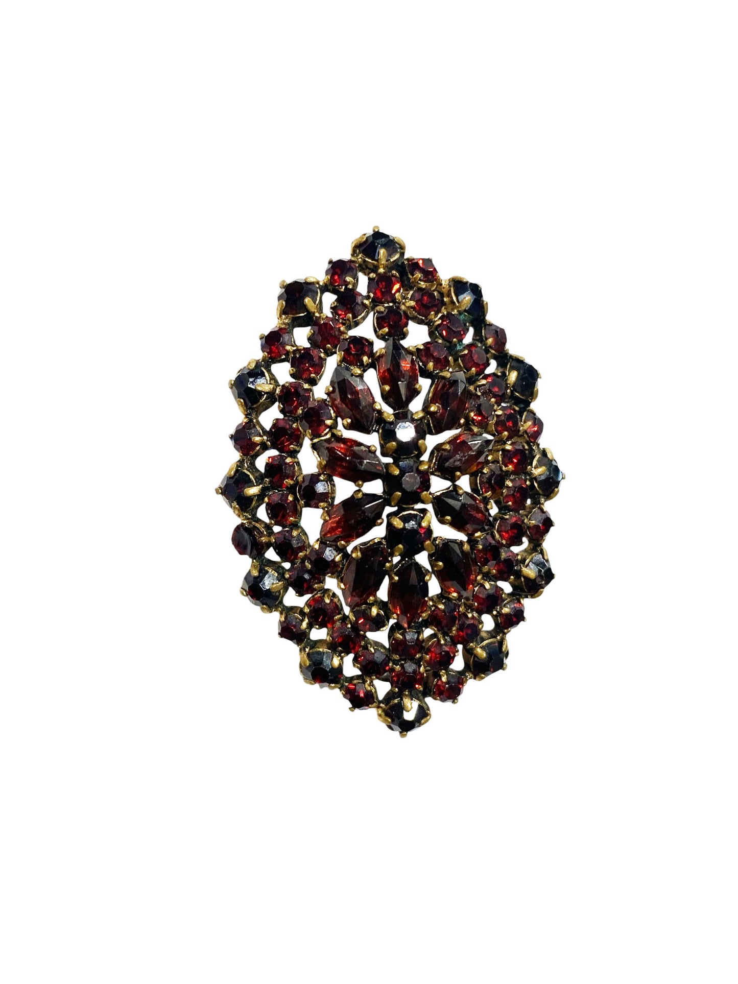 #16 Vintage  Glass Garnet Red  Pin Brooch