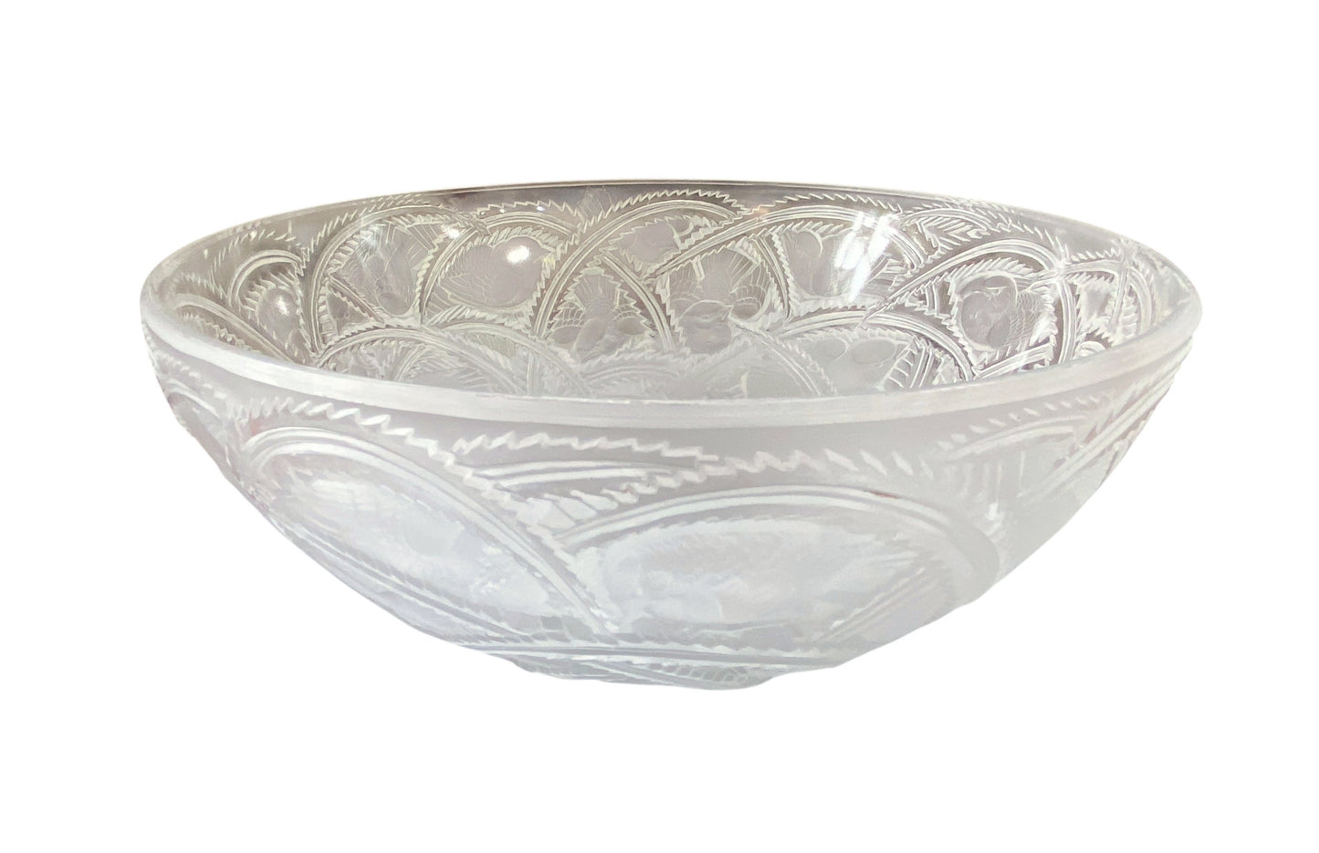 #465/30 Vintage Rene Lalique  Glass Bowl Pinsons/Chaffinches Pattern
