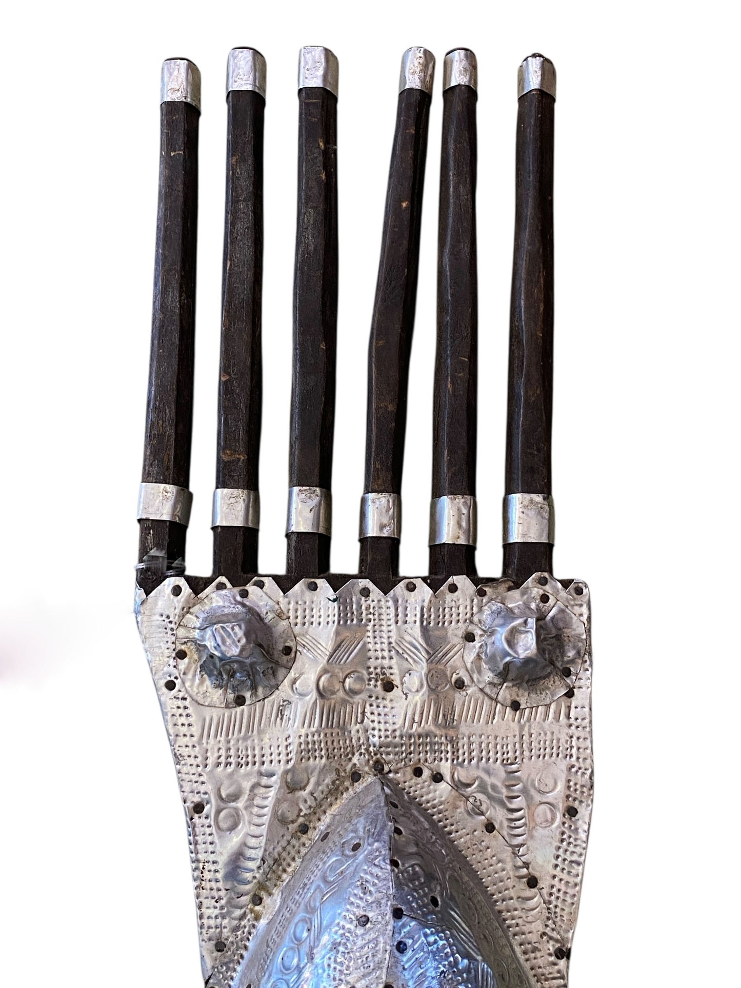 #3060 Vintage African Bamana Ntomo Mask w/ Aluminum 24.75" H