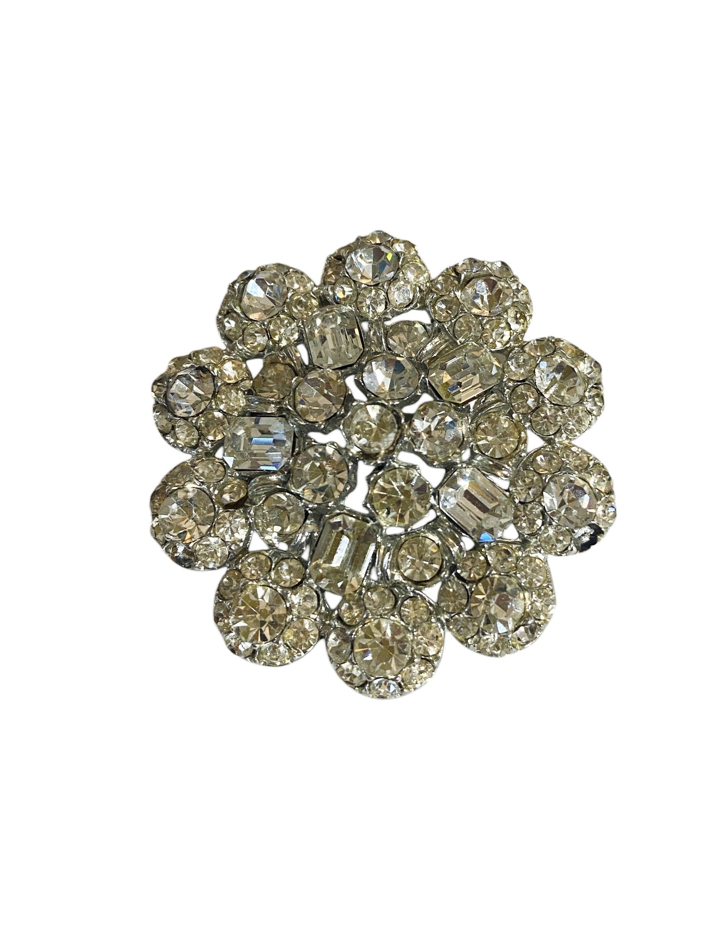 #6306 Vintage Silver Tone Diamanté Clear Rhinestone  Pin Brooch