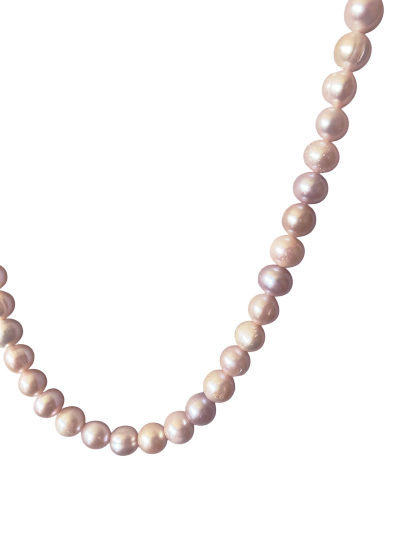 #6322 Genuine Pinkish /grayish  Pearl Necklace Cultured Freshwater 17" long